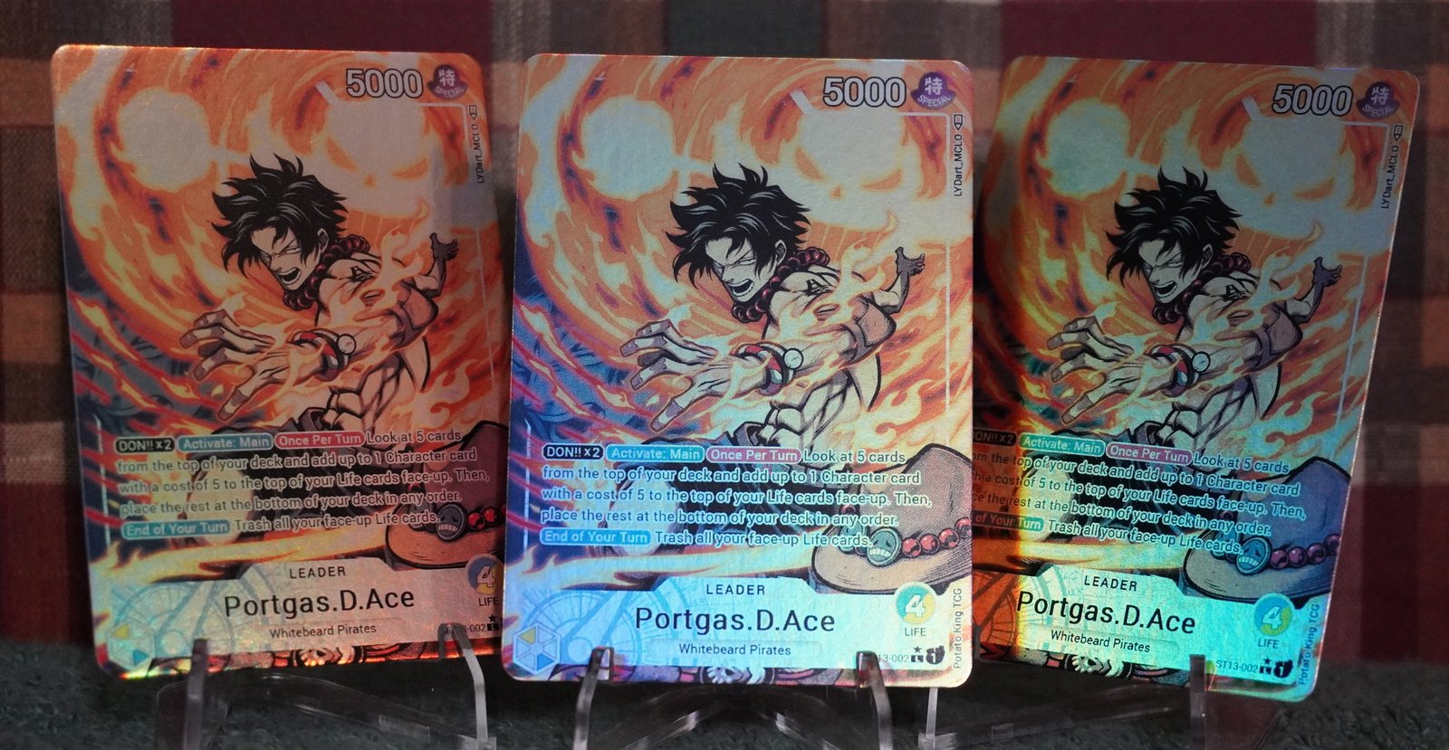 希少　プレミア　ダンガードエース Portgas.D.Ace ST13-002 English Leader Three Brothers Bond One